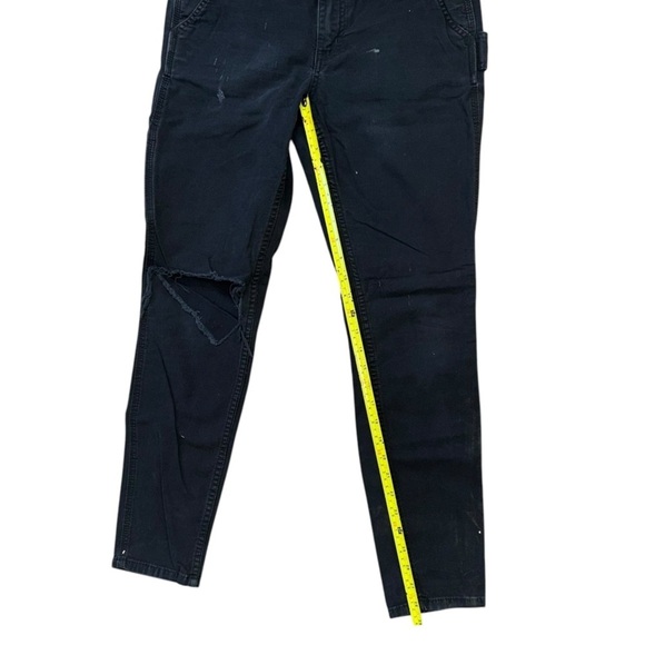 Carhartt Slim Fit Black Denim Women’s 5 Pocket Hammer Loop Work Jeans Distressed - Picture 8 of 12